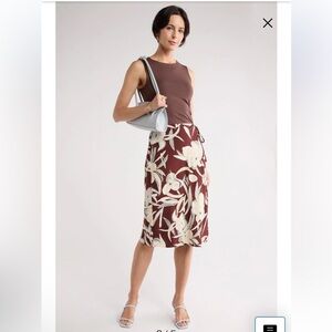 Nordstrom Rack Brown Floral Midi Faux Wrap Bias Skirt Size Large NWT